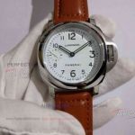 Perfect Replica Panerai Luminor White Face 316L Stainless Steel Case Brown Leather Watch -  44MM